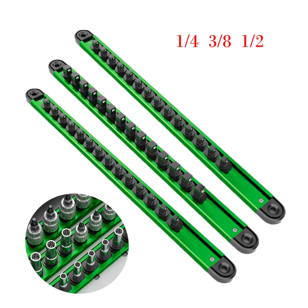 1 Stück 360 ° Drehbarer Steckschlüssel-Organizer 1/4 3/8 1/2 Zoll Steckschlüssel-Clip-Halterung Verstellbarer Aufbewahrungsständer Montierbarer Gleitständer 410mm Länge