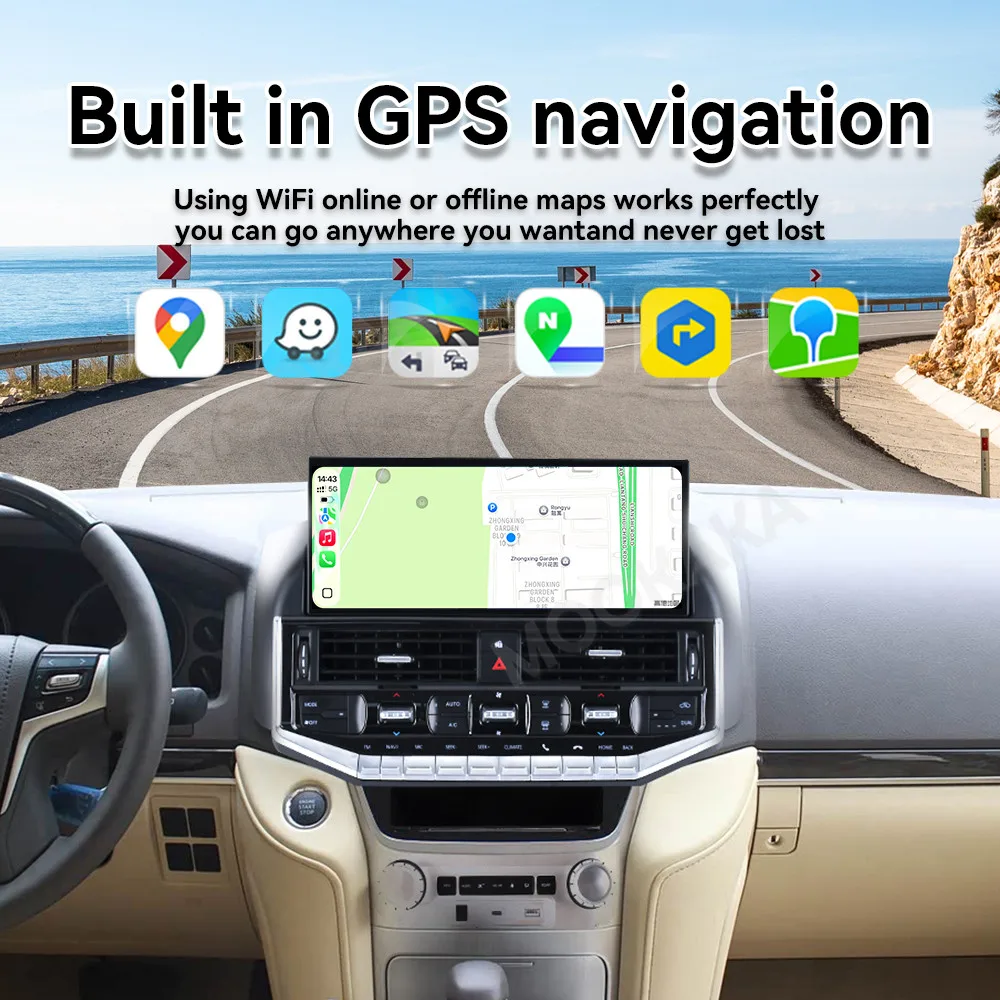 For Toyota Land Cruiser LC200 2016-2021 Android 15 Car Radio Stereo Receiver Autoradio Multimedia Player GPS Navi Head Unit 4G