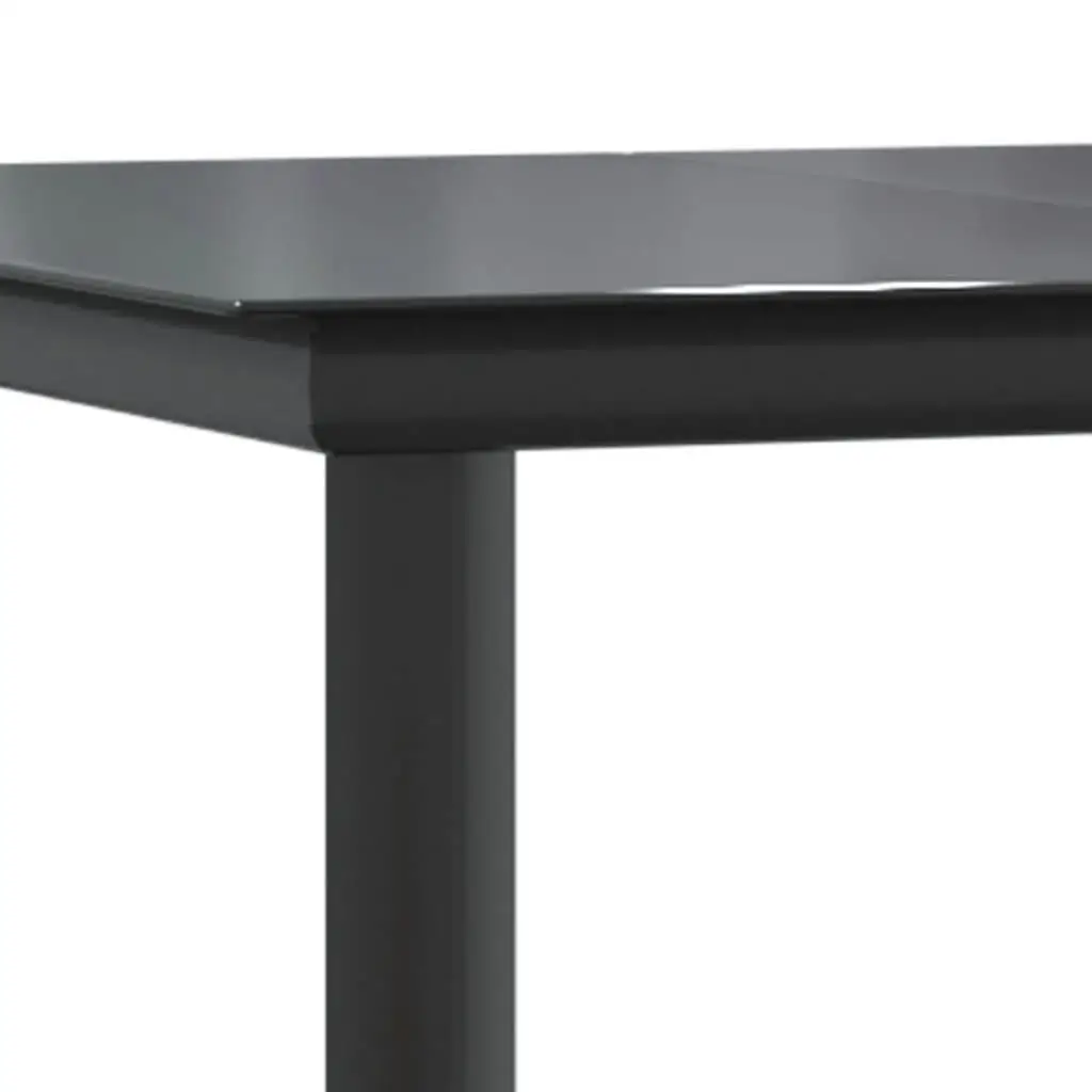 Table à manger moderne noire 63x31.5x29.1 Cadre en acier et plateau en verre du Guatemala pour une utilisation en extérieur