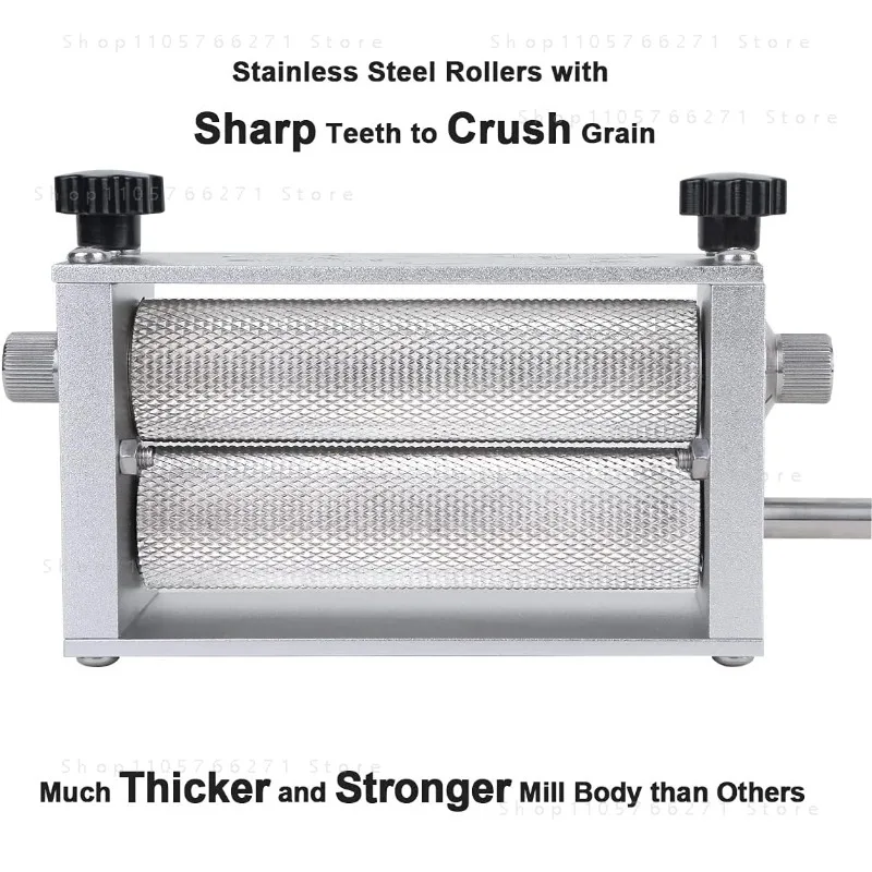 For Stainless Steel 3 Roller Grain Mill Adjustable Barley Malt Crusher for Craft Home Beer Brewing