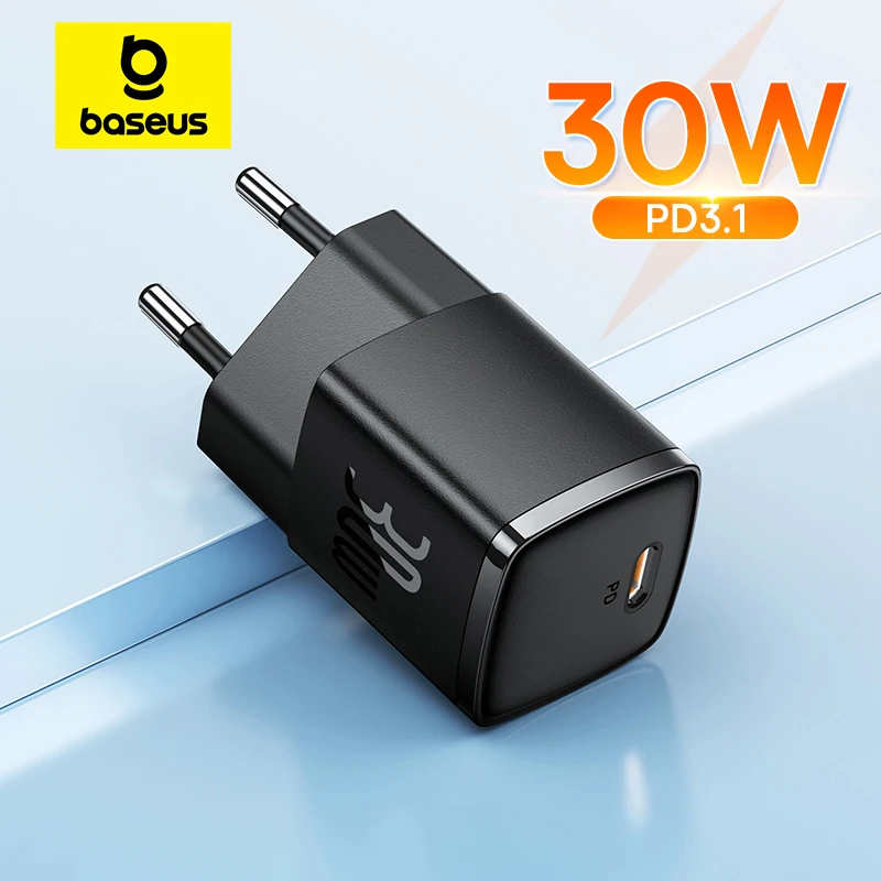 Baseus-cargador GaN de 30W para iPhone, dispositivo de carga rápida PD 3,0, QC3.0, tipo C, para tabletas, 15, 14, 13, 12, 11, Xs Max