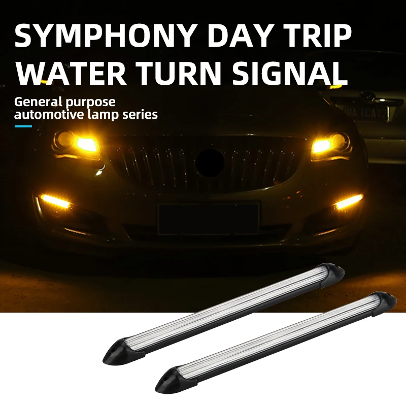 2PCS 12V Car LED Light Strip DRL Daytime Running Lights Sequential Flowing Turn Signal Light Colorful Headlight Decorative Light