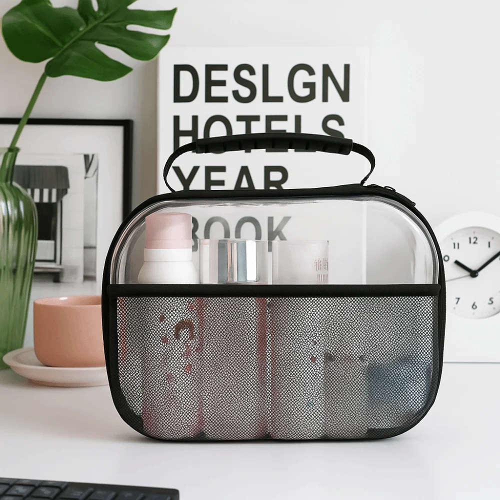 Large Capacity PVC Transparent Mesh Storage Bag Waterproof Casual Toiletries Organizer Pouch Portable Zipper Bag