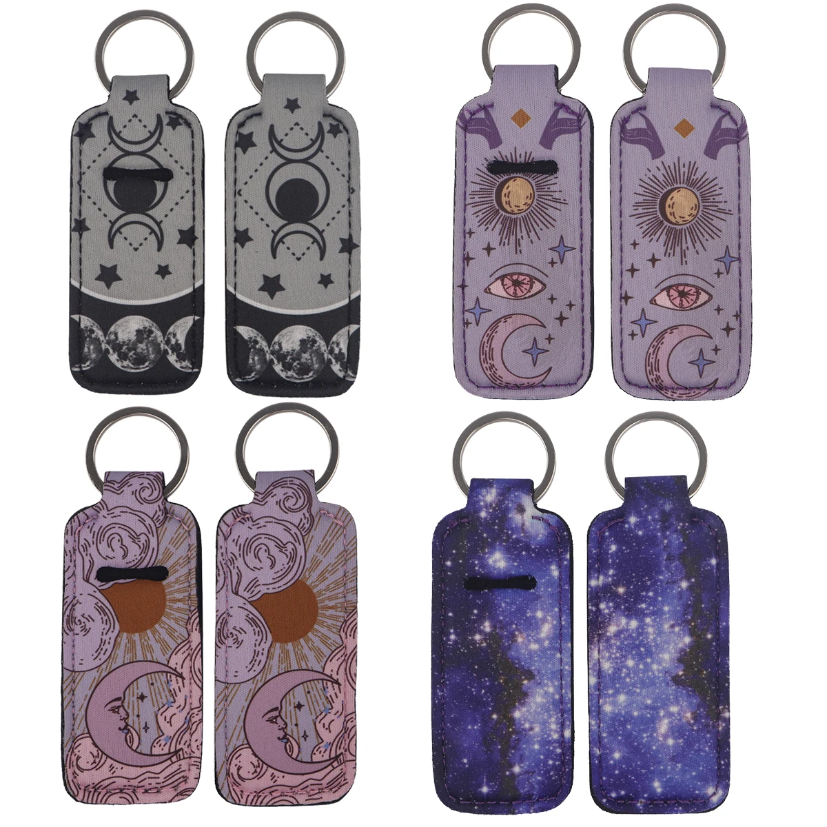 Moon Goddess Lip Balm Holder Keychain Clip On Lipstick Sleeve Holder Women's Vintage Key Rings Bag Charms Travel Accessories