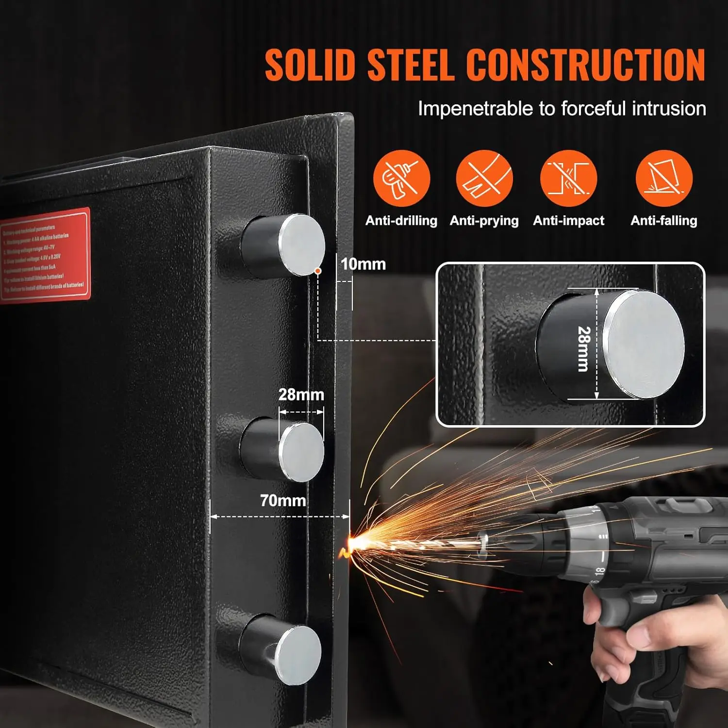 2.5 Cub Depository Safe, Deposit Safe with Drop Slot, Electronic Code Lock and 2 Emergency Keys, 20.27'' x 13.97'' x 13.97'' Bus