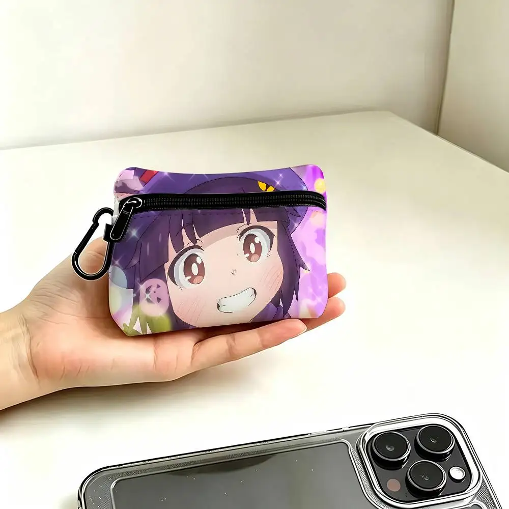 1pc Myako Anime Characters Coin Purse With Carabiner Hook Portable Key Card Wallet Small Zipper Storage Pouch
