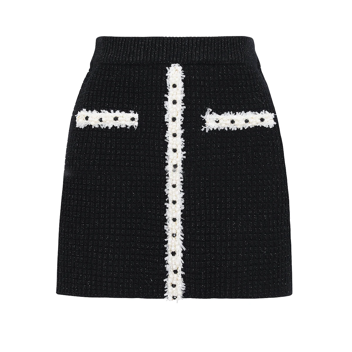 

2613 Высококачественная новая модная женская короткая юбка для весны и осени, с бусинами и вставками, вязаная, для повседневной носки