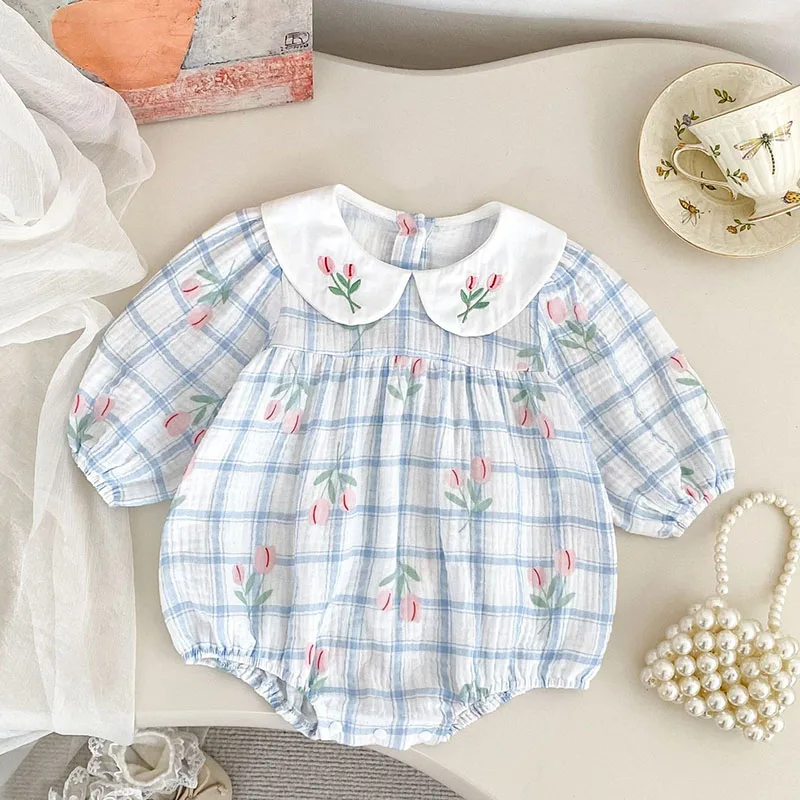 2026 New Autumn 0-24M Children Clothes Newborn Baby Girls Bodysuits Long Sleeved Cotton Print Infant Baby Girls Jumpsuit