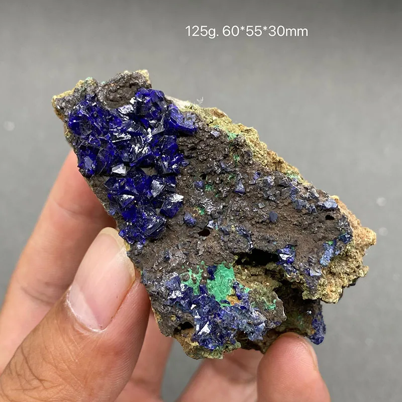 Natural Laos Shiny azurite  symbiotic raw stone mineral specimens cure crystal gem collection