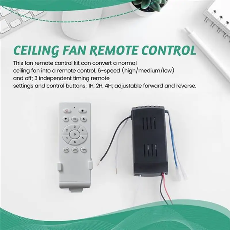 Ceiling Fan 6-Speed Timing Remote Control Kit Universal 40W Low Voltage Dc Fan Light Driver Controller