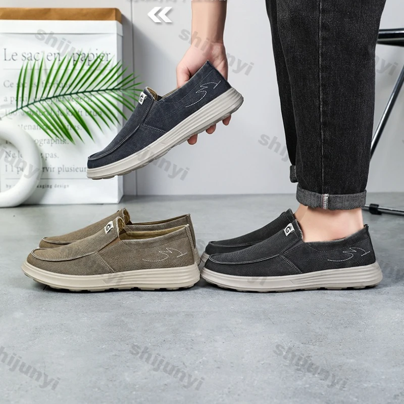 

Men's Canvas Shoes Spring Autumn Breathable Fashion Vintage Slip on Casual Shoes Lightweight Comfortable Outdoor Non Slip Flats