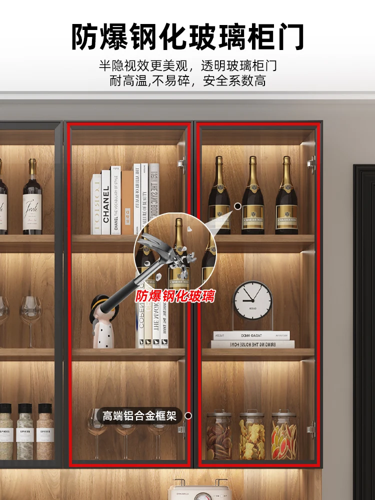 Household, solid wood, wine cabinet, display, living room, against the wall, light luxury, integrated, side cabinet