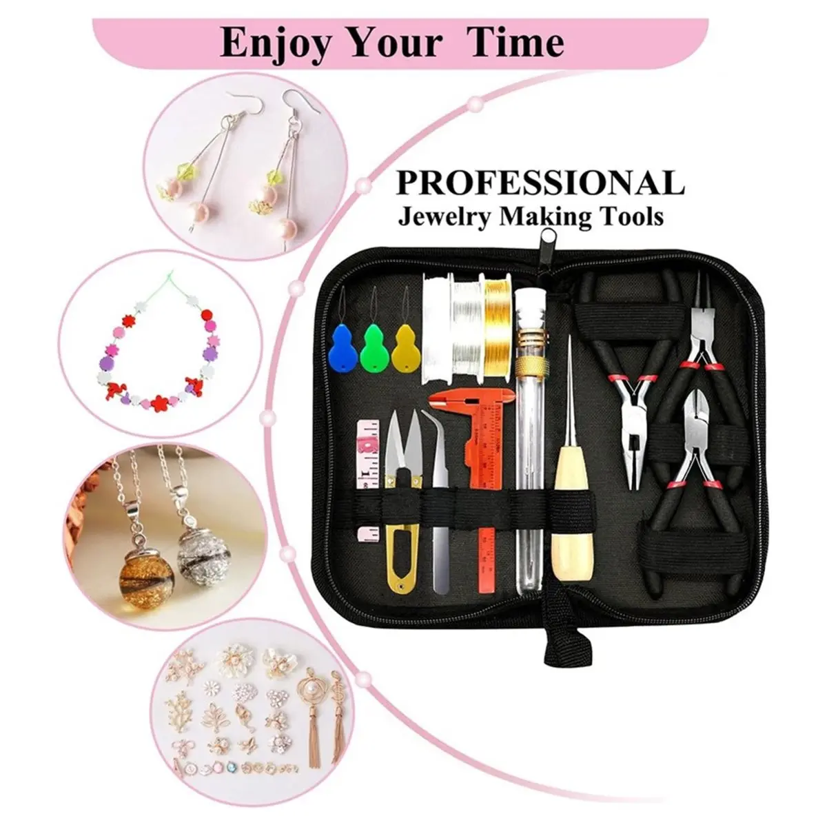 Jewelry Making Supplies Kit, Jewelry Findings & Tools for DIY Jewelry Repair, Beading, Earring & Ring Making