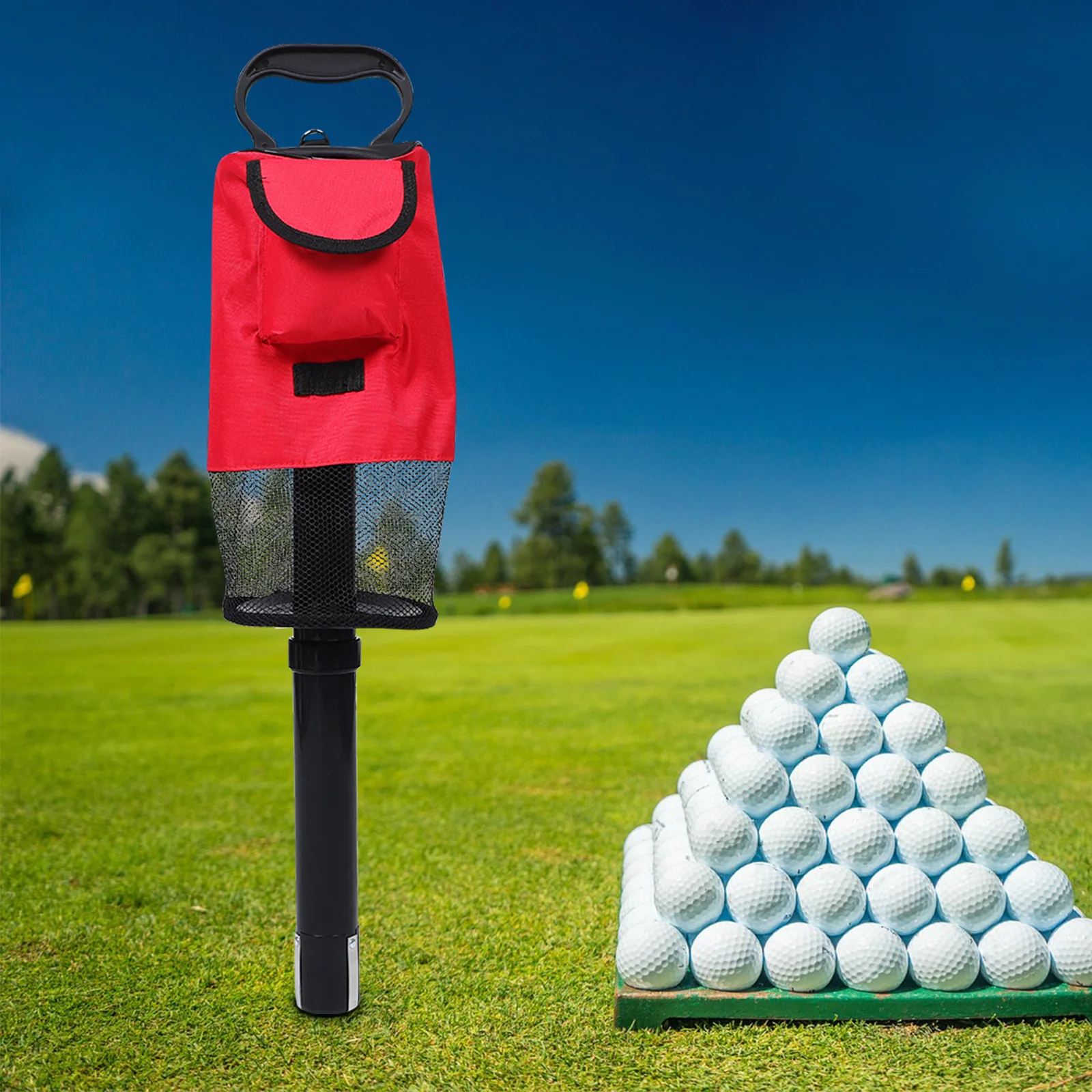 

Golf Ball Picker Upper Portable Red Plastic Tube Collector Golf Accessories Practice Equipment Men Women Balls Organizer Bag