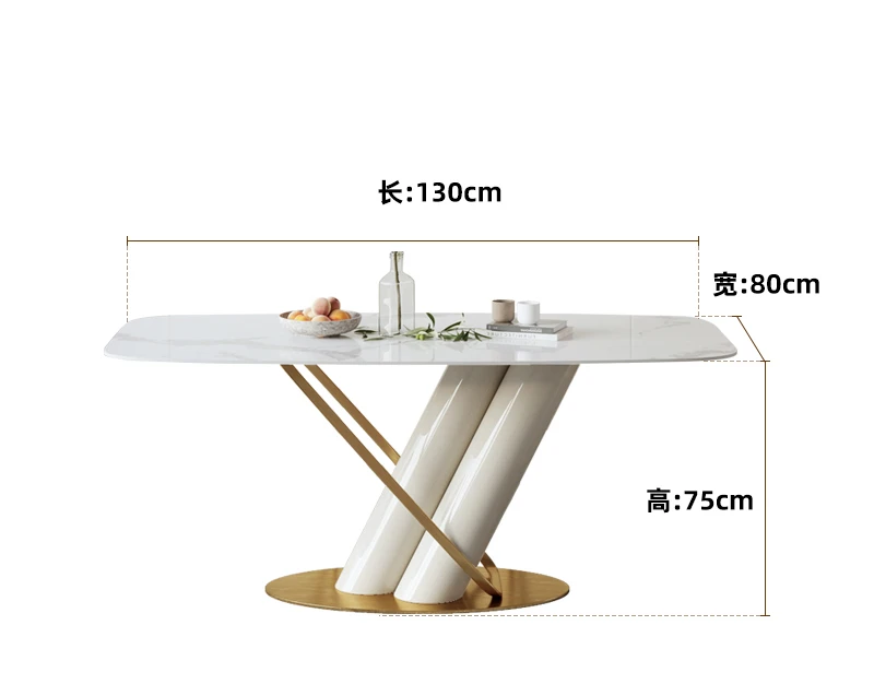 

High-Gloss Stone Plate Dining Table Light Luxury High-Grade Dining Tables and Chairs Set Rectangular Home Dining Table