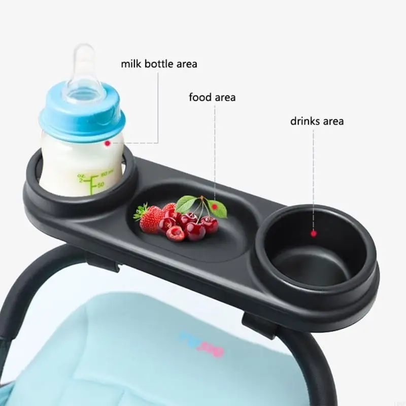 

E06F Baby Stroller Dinner Table Tray Accessories Plate Handrest Dish Supplies for Toddler Infant Girls Boys Milk Bottle Cup