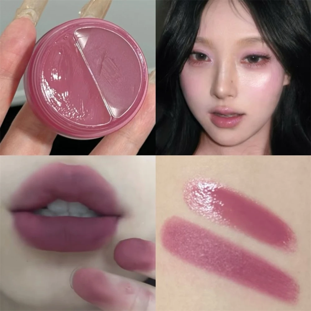 Multi-Use Lip Gloss Dual Texture Matte Lip Stain Long-Lasting Soft Purple Rouge Lips Cheek Makeup