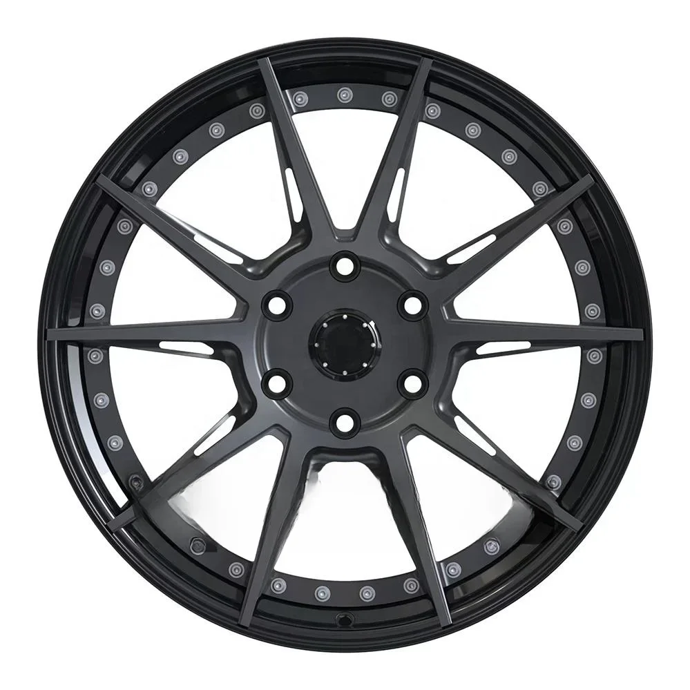 High Quality 18 19 20 21 22 23 24 26 inch custom brushed black alloy wheels 2 piece forged car wheel rims