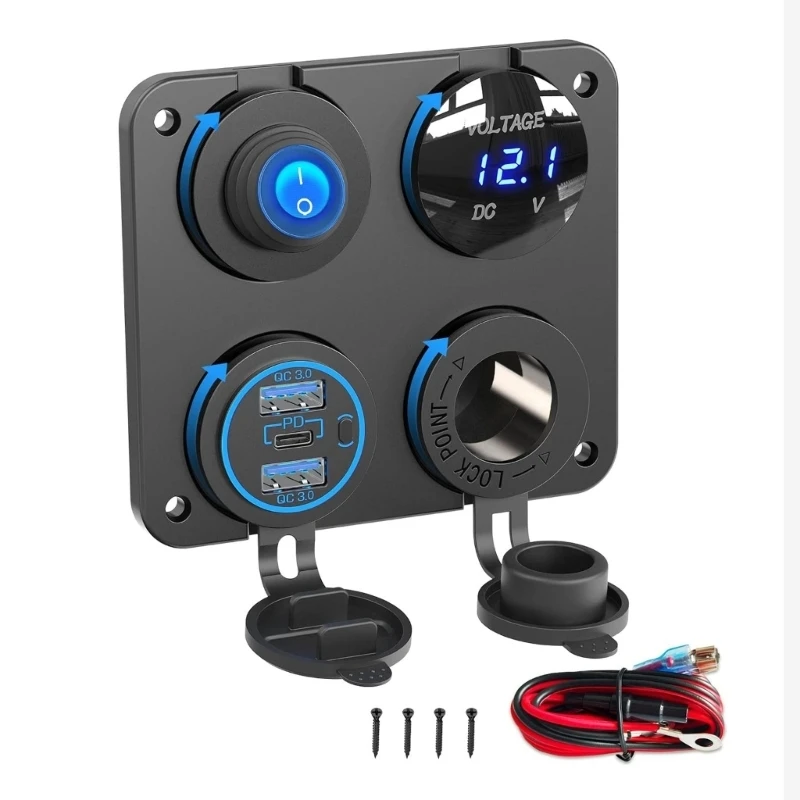 12V Automotive Boat Charging Hub With Double PD 20W And Overload Technology Charging Outlet Socket
