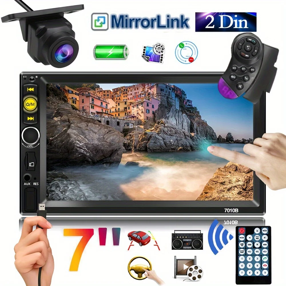 

7-Inch Car MP5 Player with IR Remote Control - HD Stereo Built-in FM Radio, USB & SD Card Playback, Fits Most Vehicles