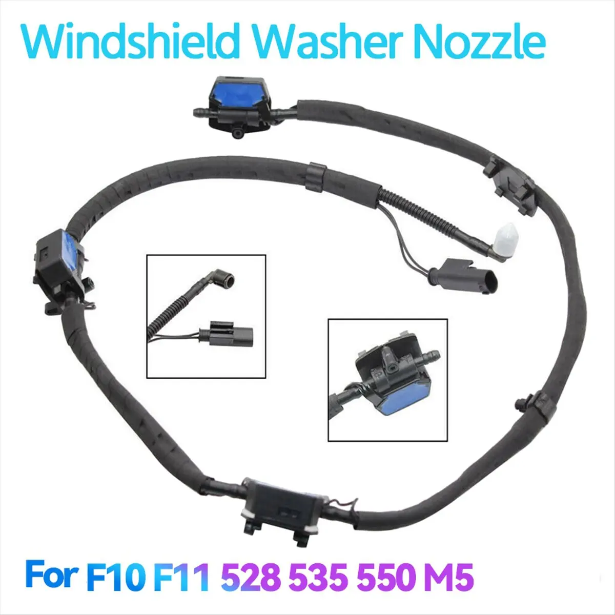 #38Q Windshield Washer Nozzle,Car Windscreen Nozzle Windshield Washer Sprayer Jet System for BMW (Black)