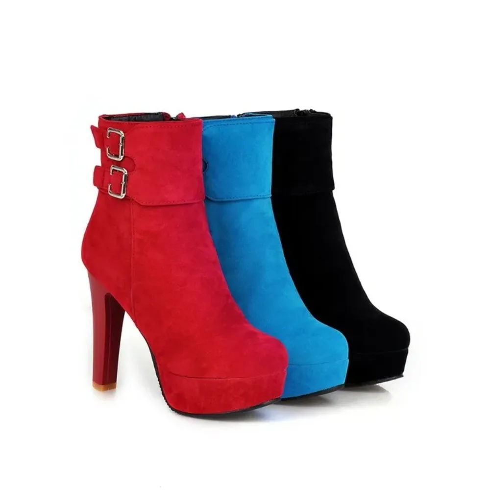 Bottes d\'hiver zippées pour femmes, grande taille, Parker rond, talons de rinçage sexy, mode décontractée, neige, nouveau, 2017, 2150