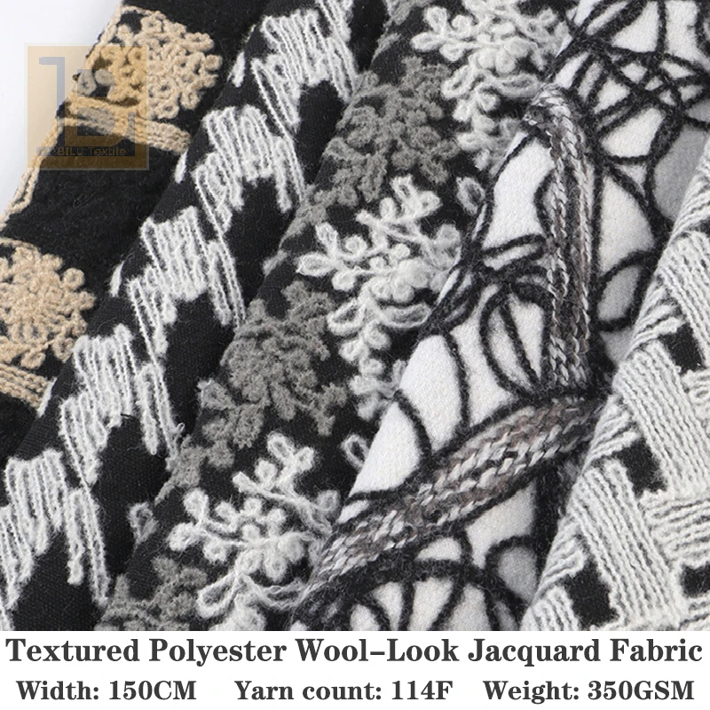 

Текстурированная полиэфирная шерстяная жаккардовая ткань, для модной одежды, сумок, пальто, шапок, брюк, платьев, шитья своими руками (от метров)
