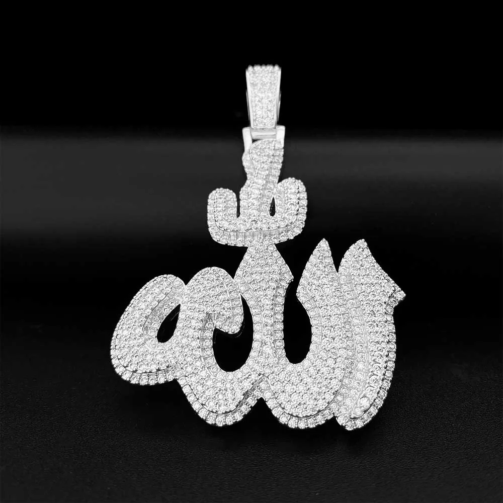 

Iced Out 5A Zircon Arabic Allah Pendant Hip Hop Cubic Zirconia Pendant 14K Gold Plated Ins Design Jewelry Birthday Gift