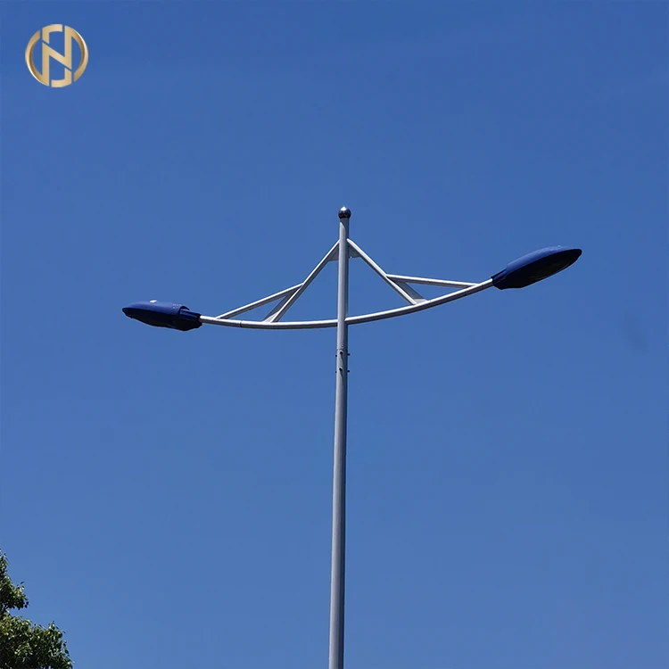 7M Hot Dip Galvanized Q235 Street Lighting Pole With Doubole Arm