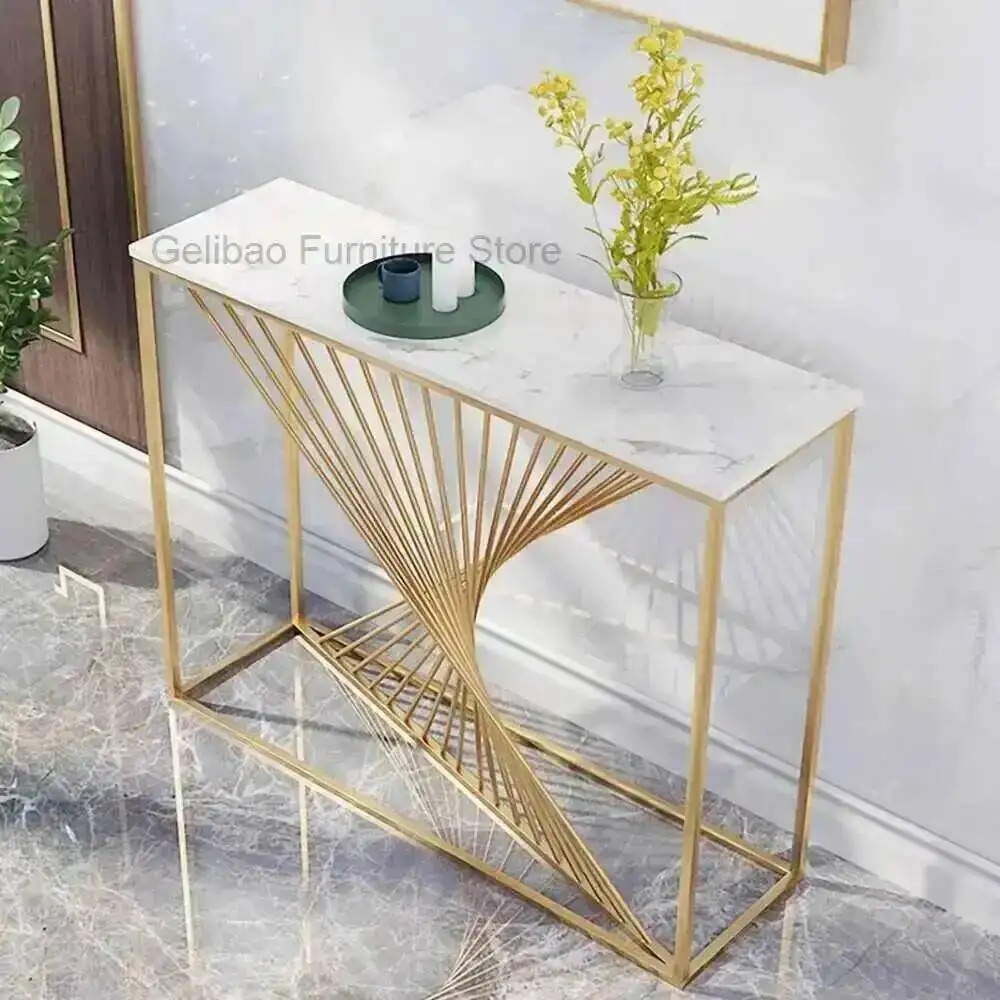 Mesa Consola de Lujo para Entrada, Mesa de Entrada de Mármol, Mesa Consola Glamour para Pasillo, Mesa Moderna Estética para Sala de Estar, Muebles para el Hogar