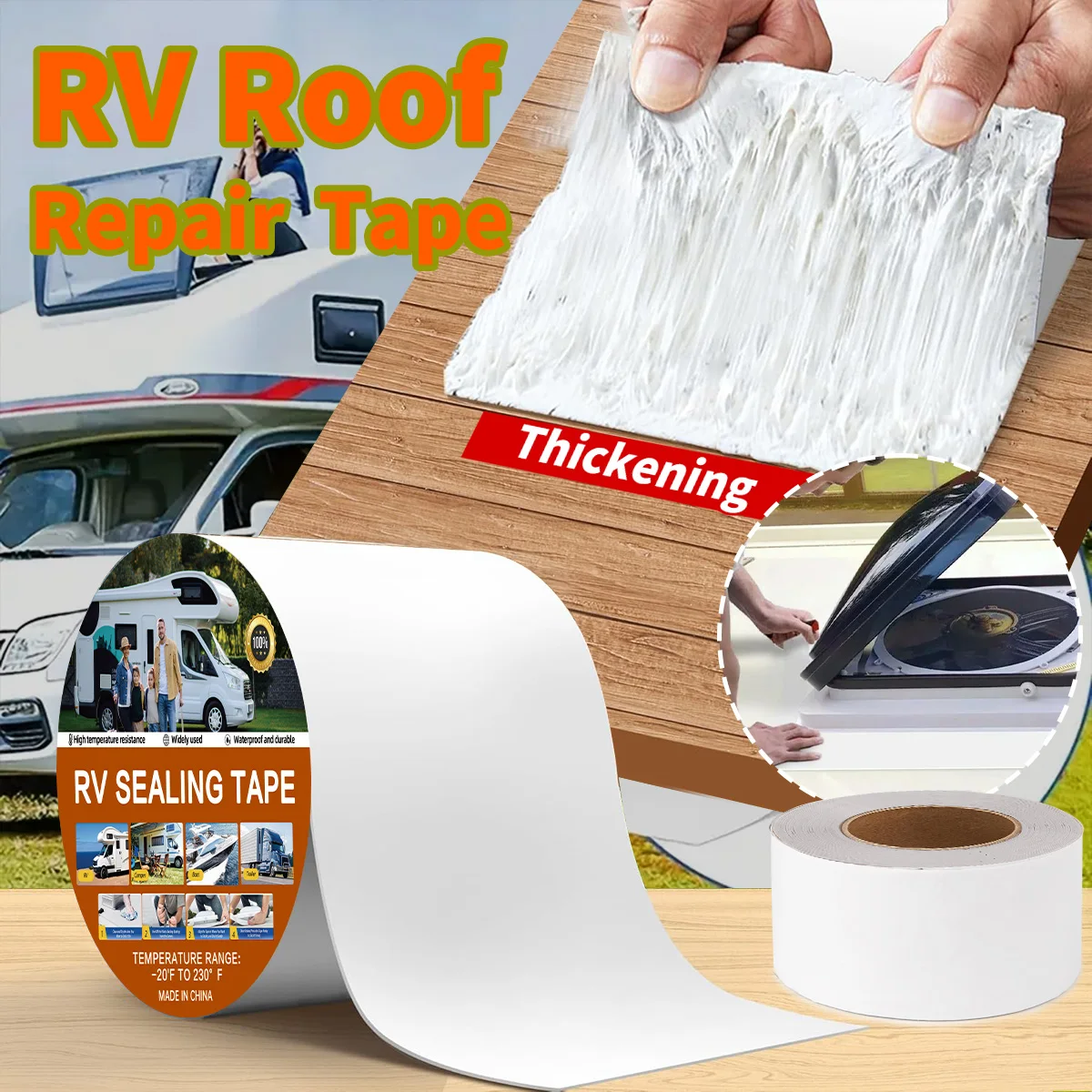 RV Sealant Tape White Waterproof Seal Tape - Weatherproof Sealant Roofing Tape for Roof Repair Camper Trailer Boat Sealing Leak