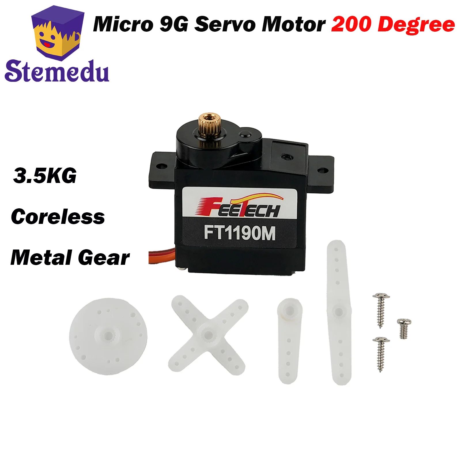 

Micro 9G 3.5KG Digital Servo Motor Coreless 200 Degree Metal Gear for Micro Bit RC Helicopter RC Car Boat Education Robotic Kit