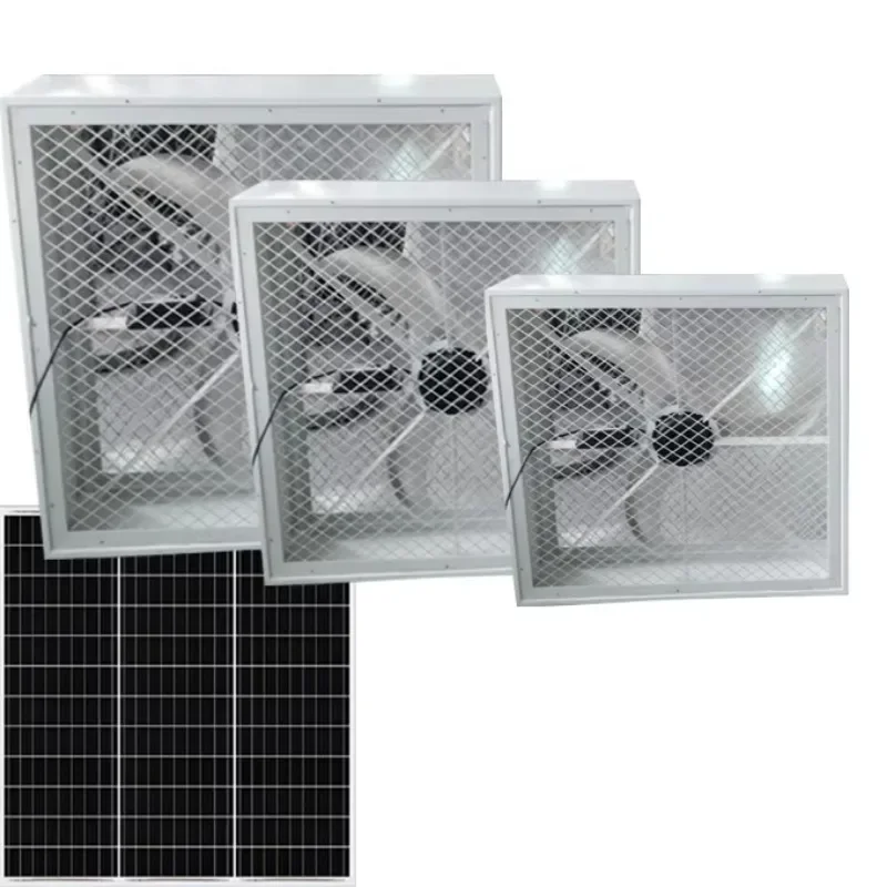 Industrial Factory Solar Exhaust Fan Auto-Temperature Control, Ventilation Wall Fan for Commercial Hydroponic Greenhouse