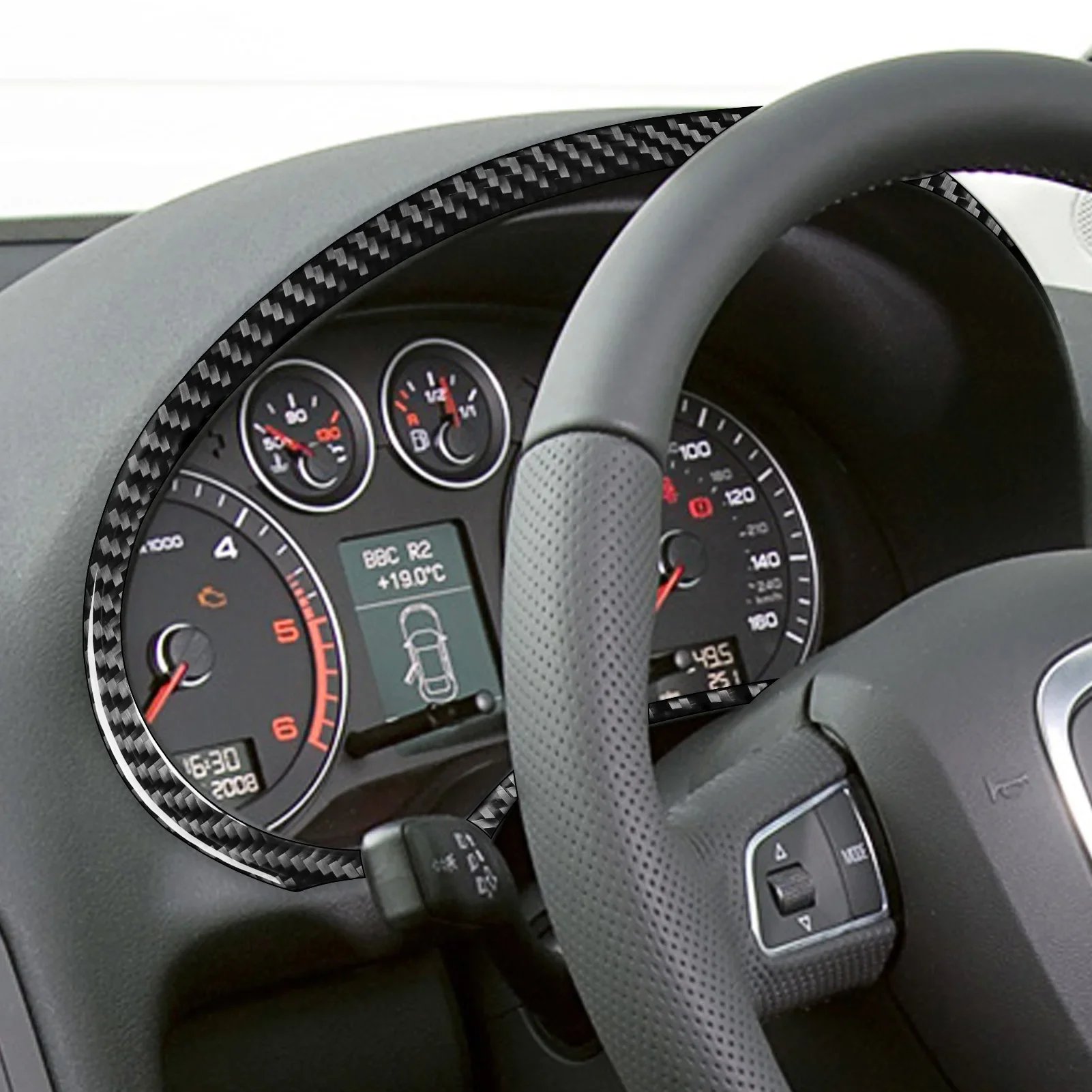 لأودي A3 S3 8P 2006 2007 ألياف الكربون عداد السرعة لوحة المحيطي شريط زخرفي اكسسوارات الديكور الداخلي للسيارة ملصق