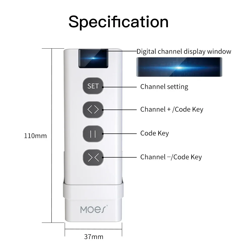 9 Channel RF433 Remote Control for WiFi Curtain Switch RF Roller Blinds Module Battery Powered Curtain Accessories Emitter