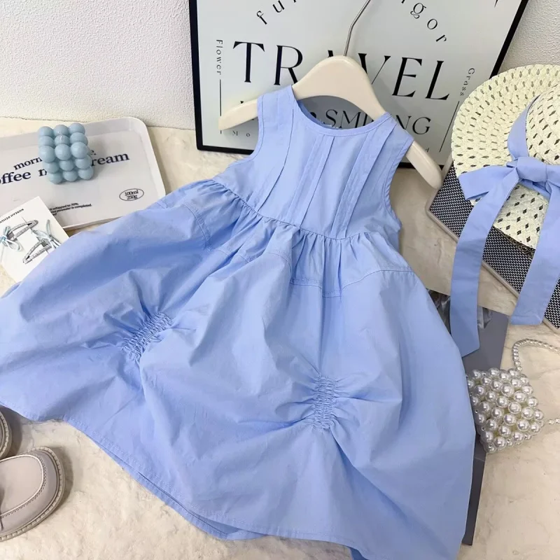 

Girls' Vest Dress Summer2025New Fresh Princess Dress Baby Girl Vacation Style Vest Dress