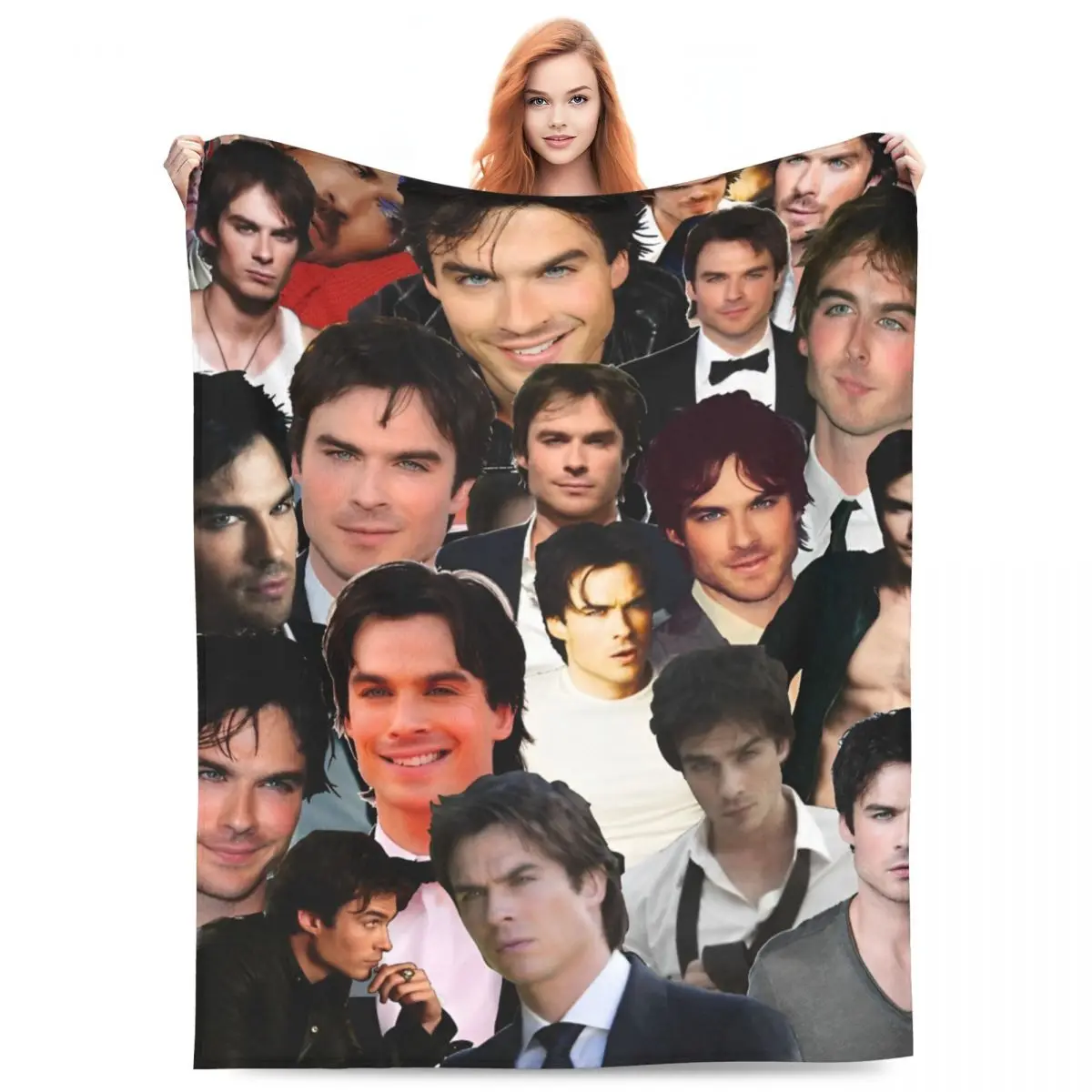 Damon Salvatore Blanket Fleece Decoration The Vampire Diaries Breathable Soft Throw Blanket for Bed Outdoor Bedspread