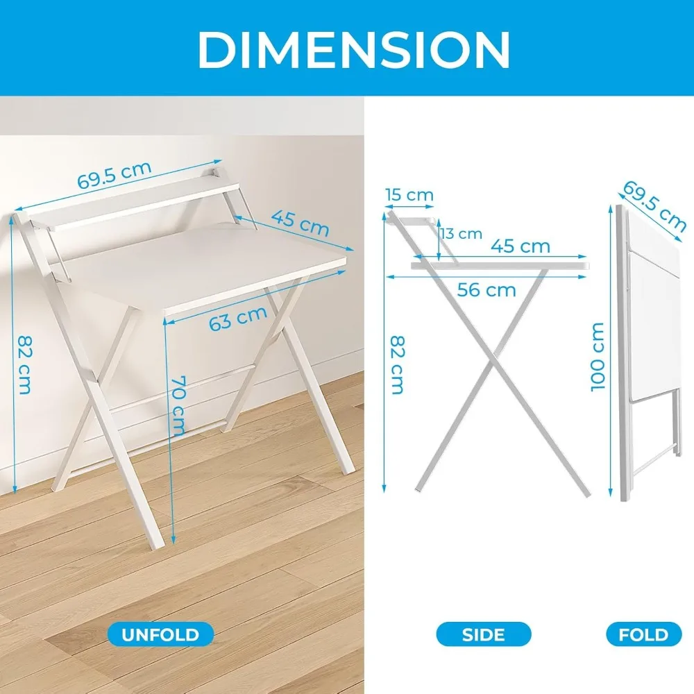 مكتب قابل للطي مكون من طبقتين، رف مكتب كمبيوتر مدمج لتوفير المساحة، طاولة قابلة للطي للاستخدام في المنزل والمكتب #3