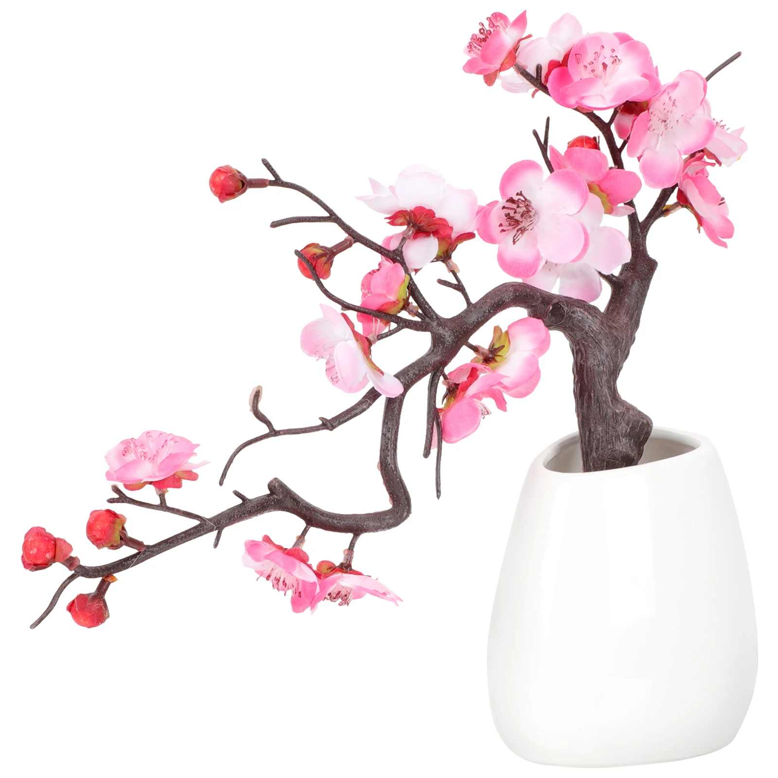 

Artificial Plum Blossom Bonsai Double Small Pink Bent Branch Simulation Flowers for Room Office Desk Ornament Fake Plants
