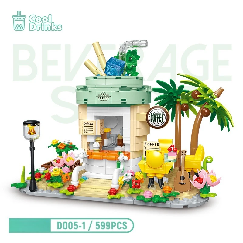 Getränkehaus, Eishaus, Milchhaus, Mini-Straßenszenenreihe, kleine Partikel-Baustein-Montagevorationen