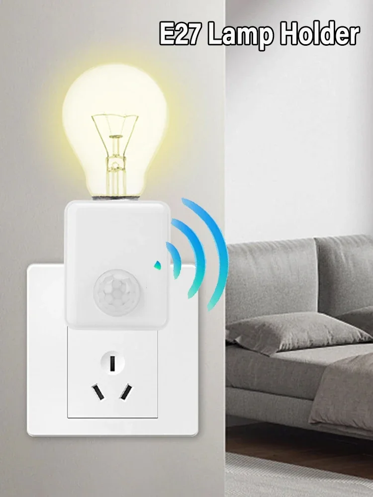 Adaptateur de tête de lampe à capteur intelligent à retardement, support de lampe à capteur infrarouge humain LED mural AC110-240V, port à vis E27