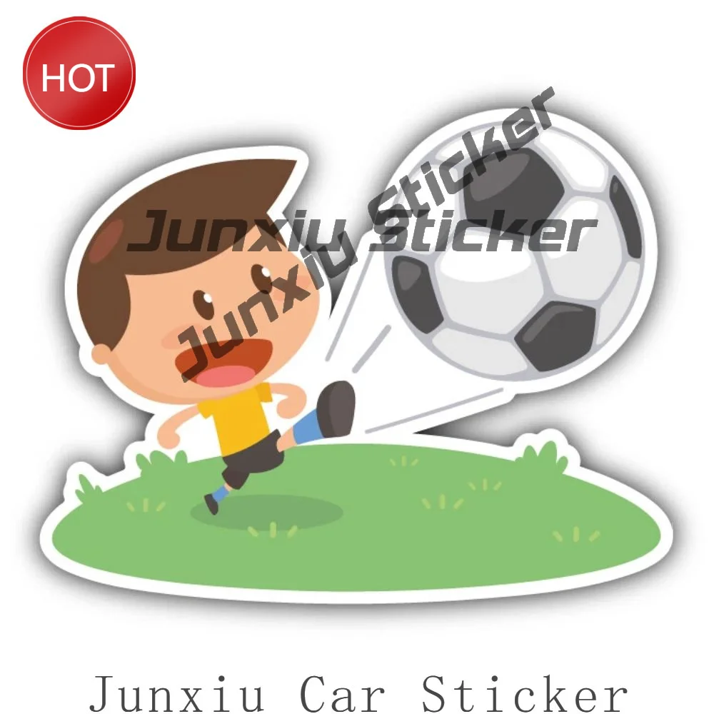 Little Boy Soccer Player Sticker For Car Bumper And Water Bottle Football Theme Decal For Soccer Fans And Sports Enthusiasts