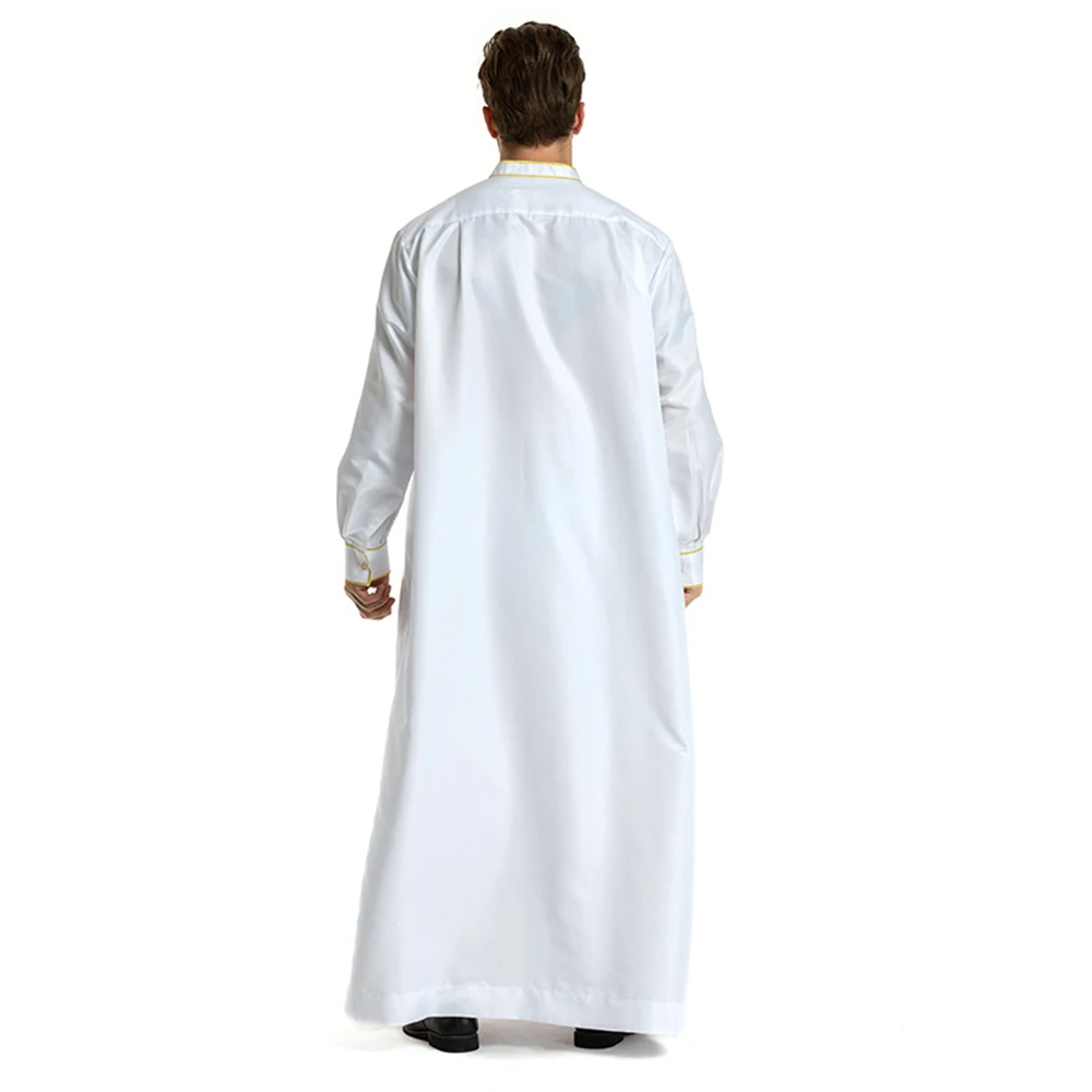 Men Fall Muslim Middle East Islamic Arab Islamic Ethnic Clothing Vintage Loose Embroidered Long Sleeve Pocket Length Hooded Robe