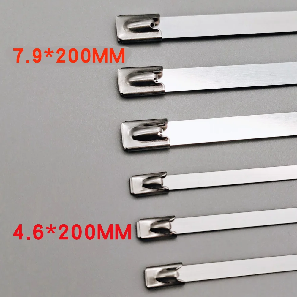 10/20/50pcs Stainless Steel Metal Cable Ties 4.6mm 7.9mm Width Self-Locking Cable Ties Mounts Cable Retainer Zip Tie