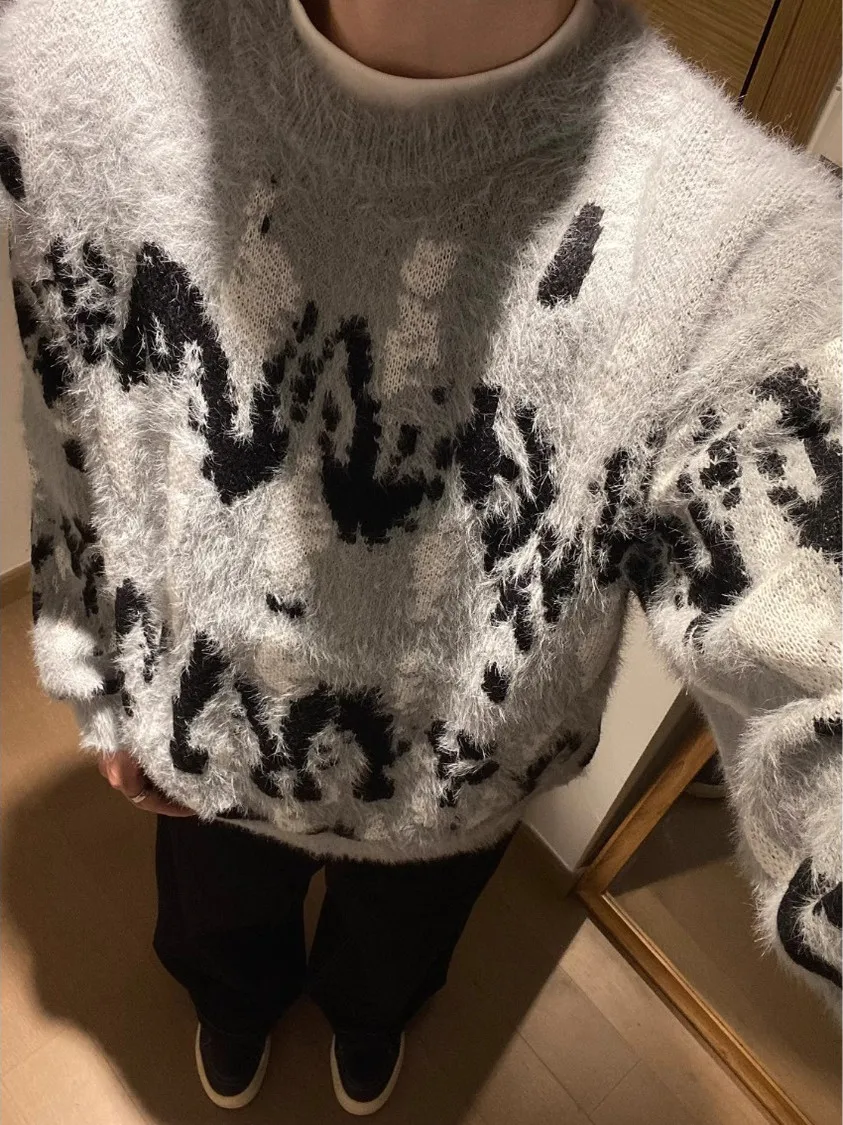 سترة فضفاضة أمريكية مصبوغة بألوان متباينة من الفرو المزيف كاجوال ناعمة كسول علوية للرجال والنساء