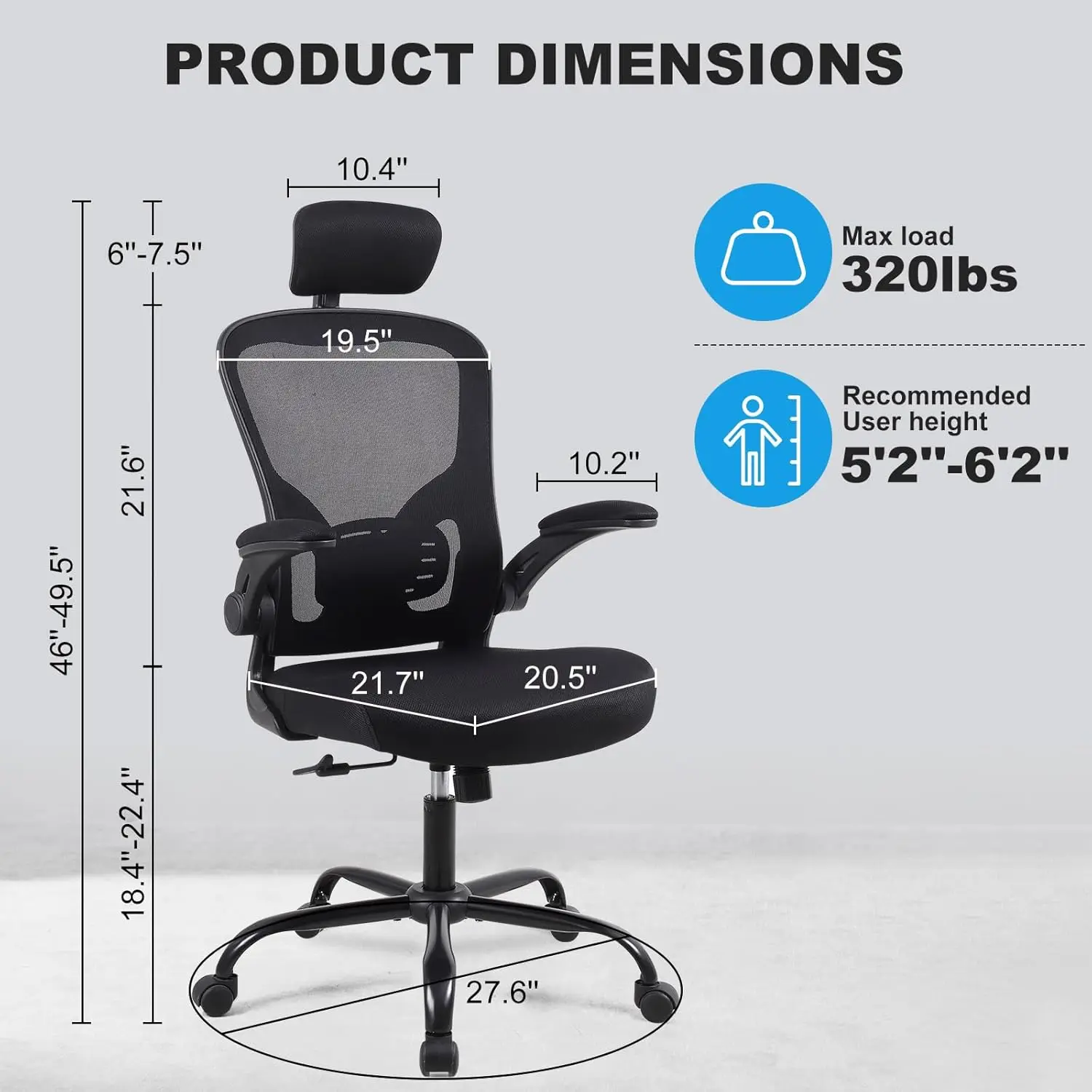 Kursi meja kantor jaring 8 Pak, kursi meja kantor rumah dengan penyangga pinggang dan sandaran lengan 3D yang dapat disesuaikan, kursi ruang konferensi (8 Pak