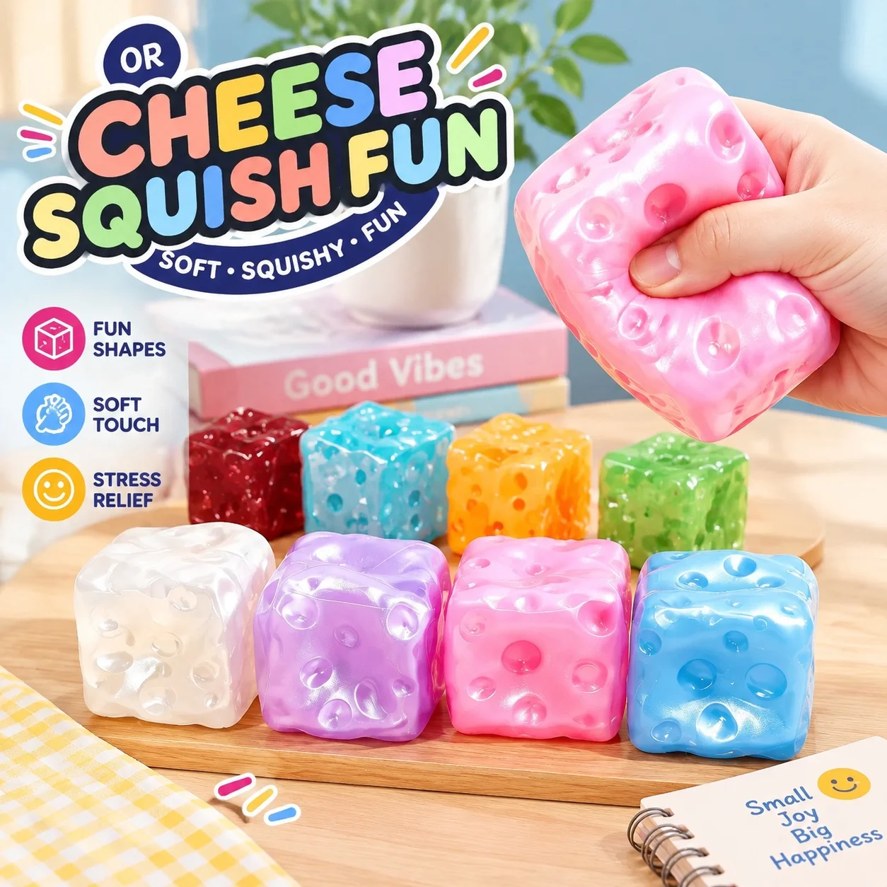 Hot Sale Coconut Oil Cheese Squishy Toy Slow Rising Stress Relief Simulation Cheese Shape Decompression Vent Toy Anti Stress