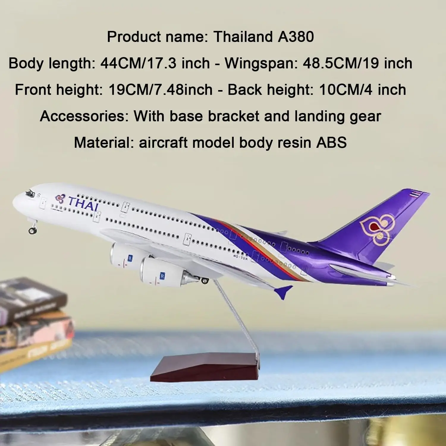1/160 스케일 47CM A380 모델 비행기 태국 항공 a380 디스플레이 스탠드 성인 소년 어린이 비행기 모델 항공기 장난감 수집