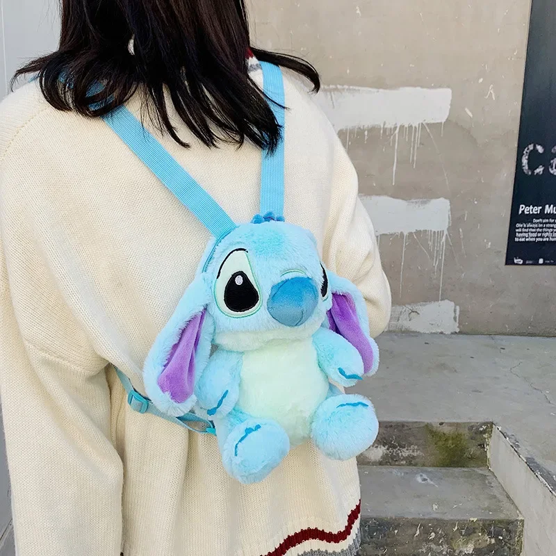 

Disney 2025 New Stitch Plush Cartoon Backpack Girls Cute Fashion Shoulder Crossbody Bag Parent-Child Gift