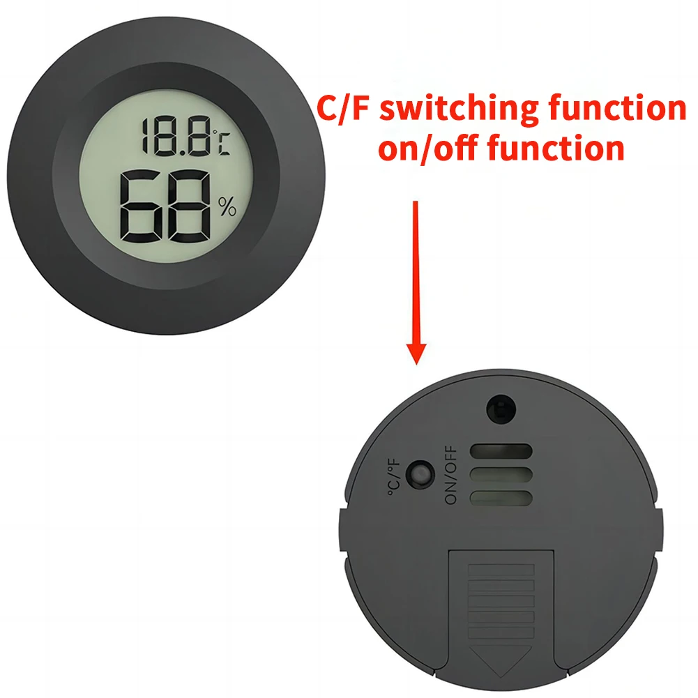 

Round Mini Hygrometer Thermometer With ON/OFF Switch 4 Positioning Columns Indoor Outdoor Hygrometer Thermometer